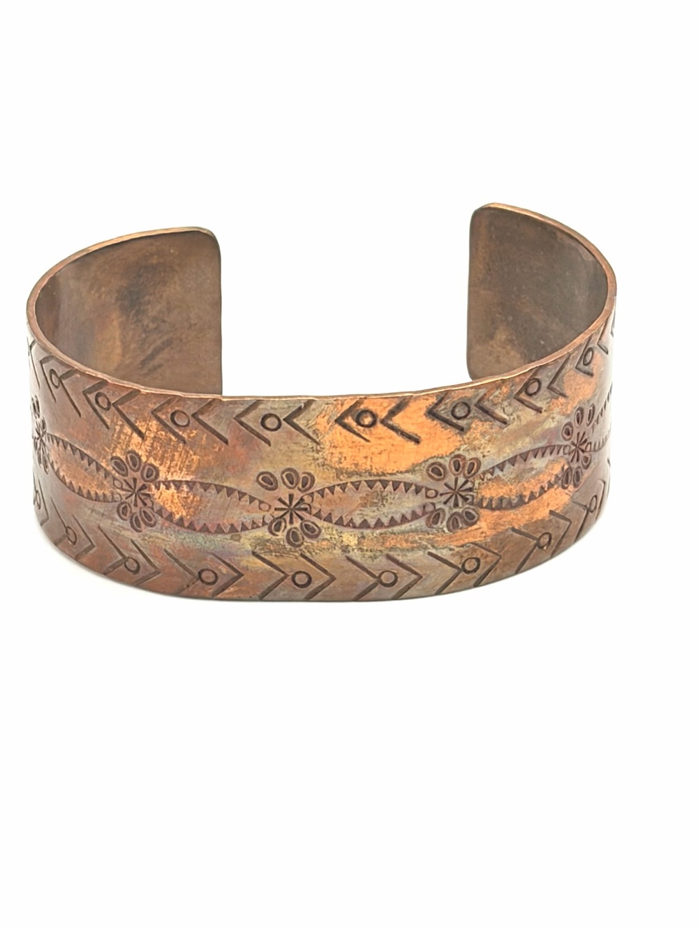 Hand-Stamped Copper Cuff Bracelet in Warm Copper
